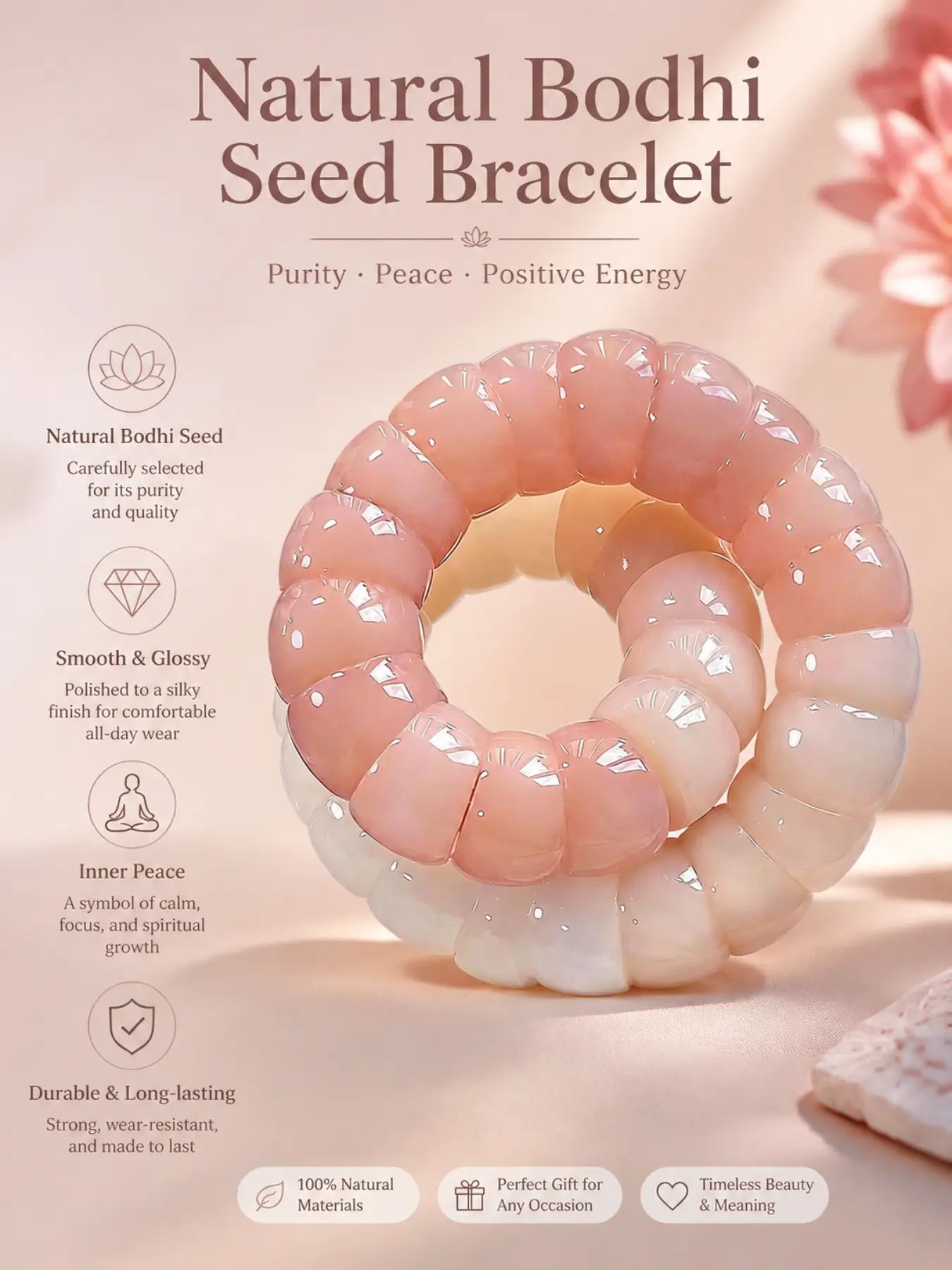 Bodhi Bead Stretch Bracelet Fidget Worry Bracelets for Anxiety Relief Natural Gradient Bodhi Bracelets Calming Stress Relief Meditation Jewelry Boho Stackable Bracelet Gifts for Women