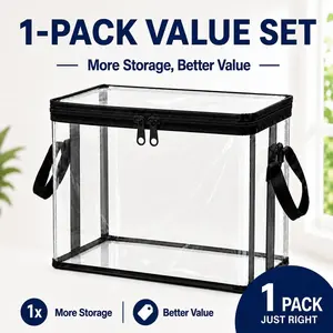1-pcs,Large Capacity Transparent Thick Plastic Storage Box, Flip Lid Design, Durable, Ideal for Home Organization, Moving, Attic, Garage Storage