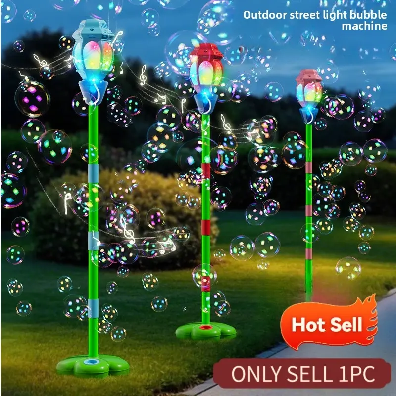 New Outdoor Glowing Bubble Machine, Automatic Bubble Blower with Music, Perfect for Play and Photography, Includes 150ML Bubble Solution