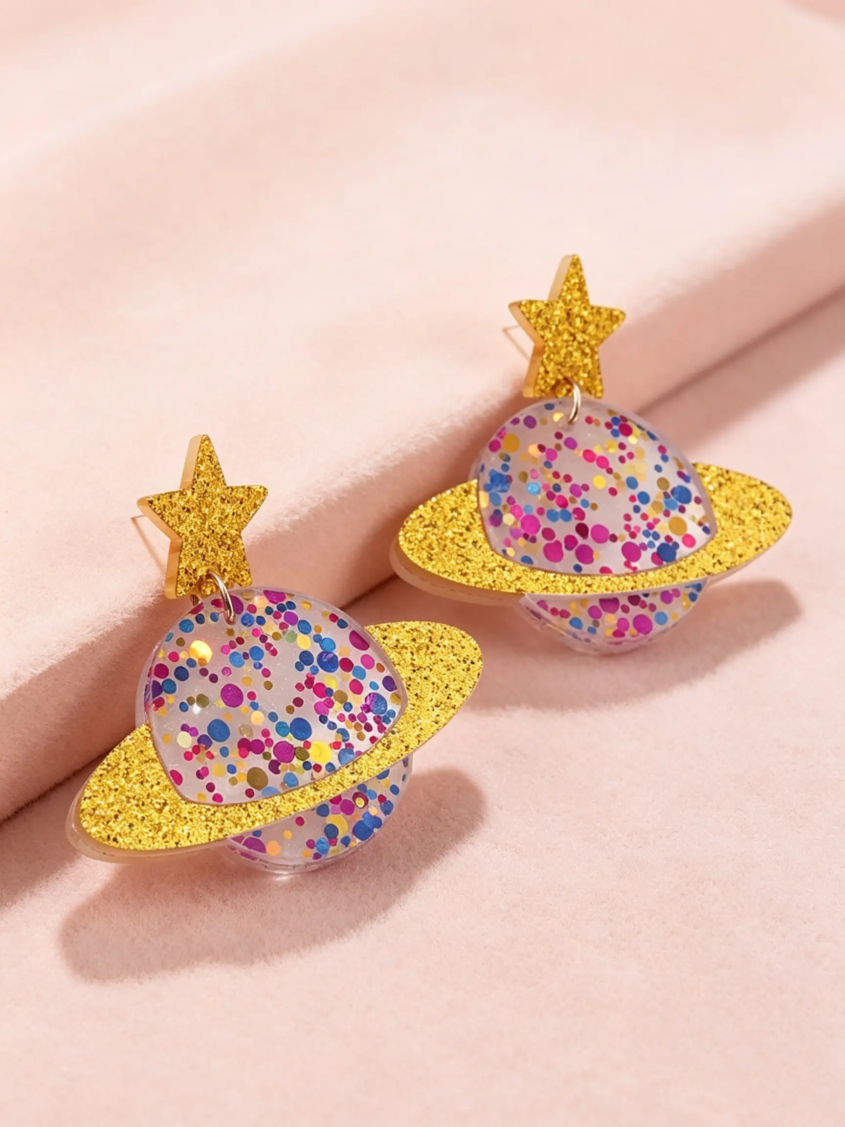 1 Pair of Cosmic Planet Acrylic Pendant Women'S Earrings, Lightweight and Fashionable Female Holiday Gift, Suitable for Mother'S Day, Party, Holiday Gift, Birthday Gift