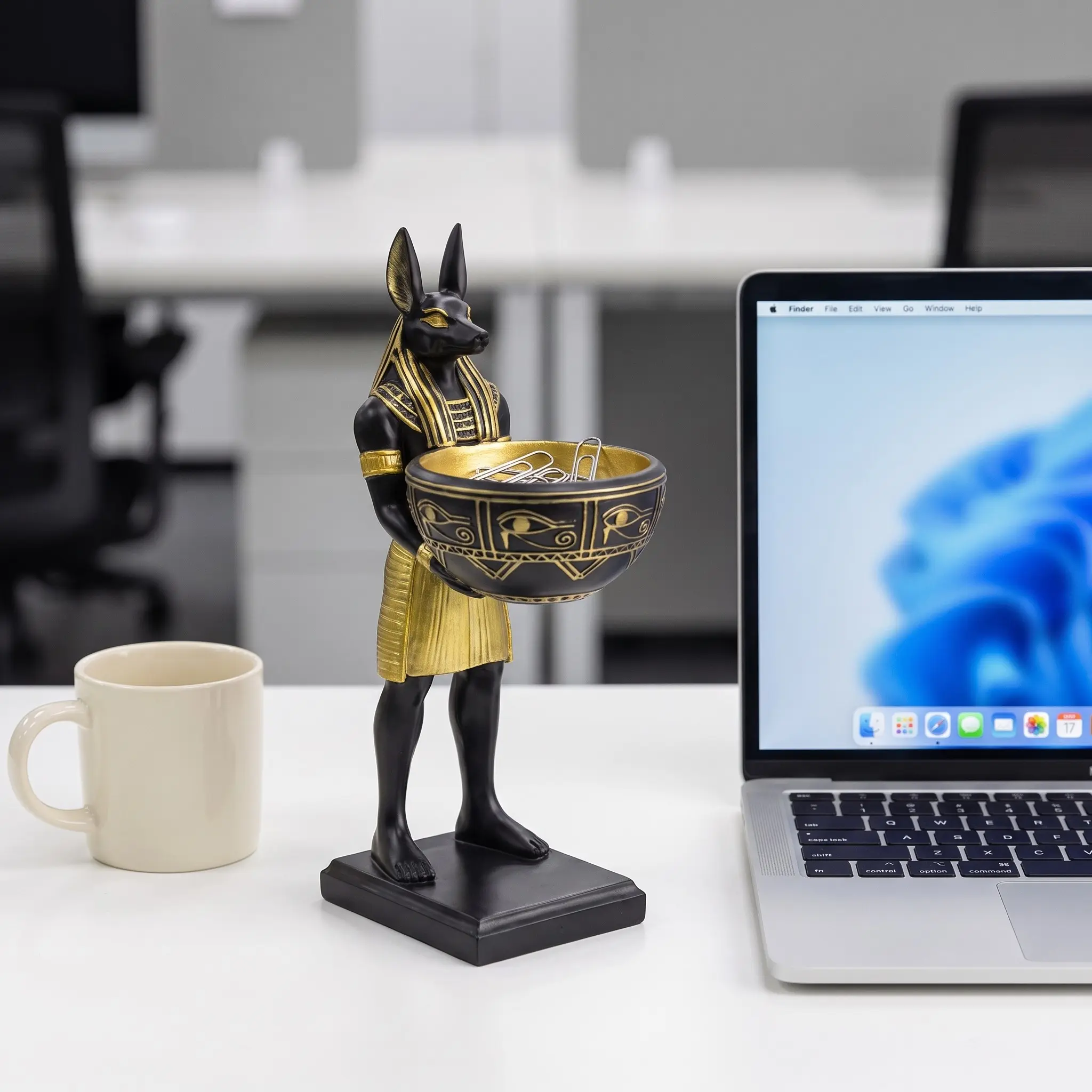 Resin Anubis Statue with Hidden Compartment, Ancient Egyptian Guardian, Mystical Desk Organizer, Shelf Decor for Occult Lovers