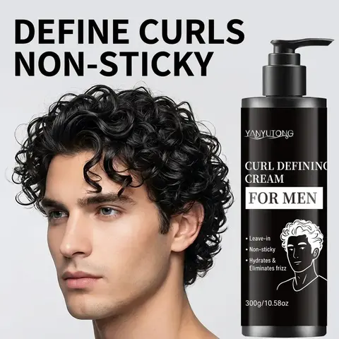 Men's Curl Management Cream 300ML Haircare Curly Hair Products, Reduces Frizz & Boosts Shine, Frizz Control, Deep Nourishing No Residue, Suitable for All Hair Types