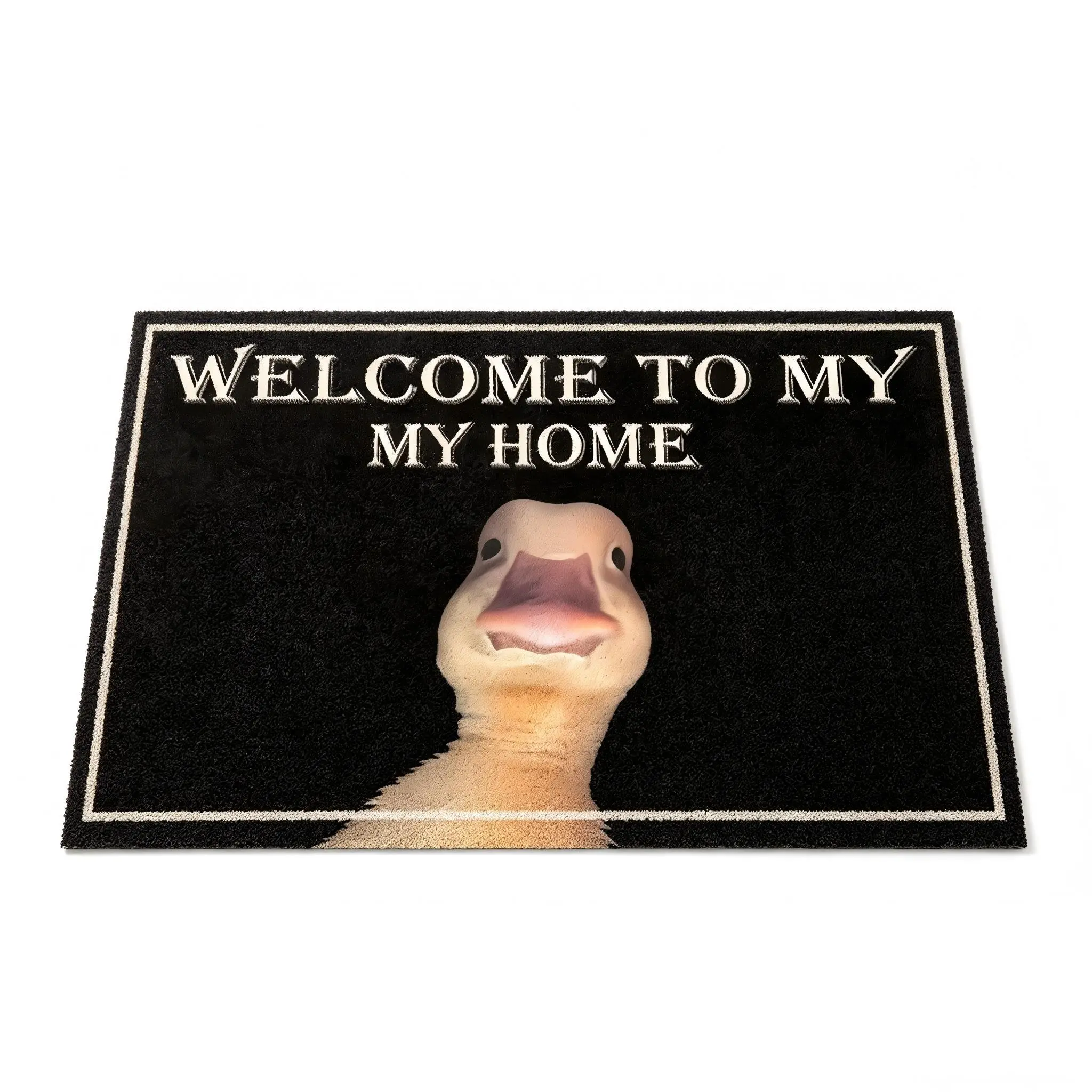 Indoor Duck Black and White Graphic Doormat - 90×60cm Thick Sponge Flannel Mat, Anti-Slip Traction, Machine Washable, Suitable for Bedrooms, Kitchens, Multi-Functional Household Floor Mat