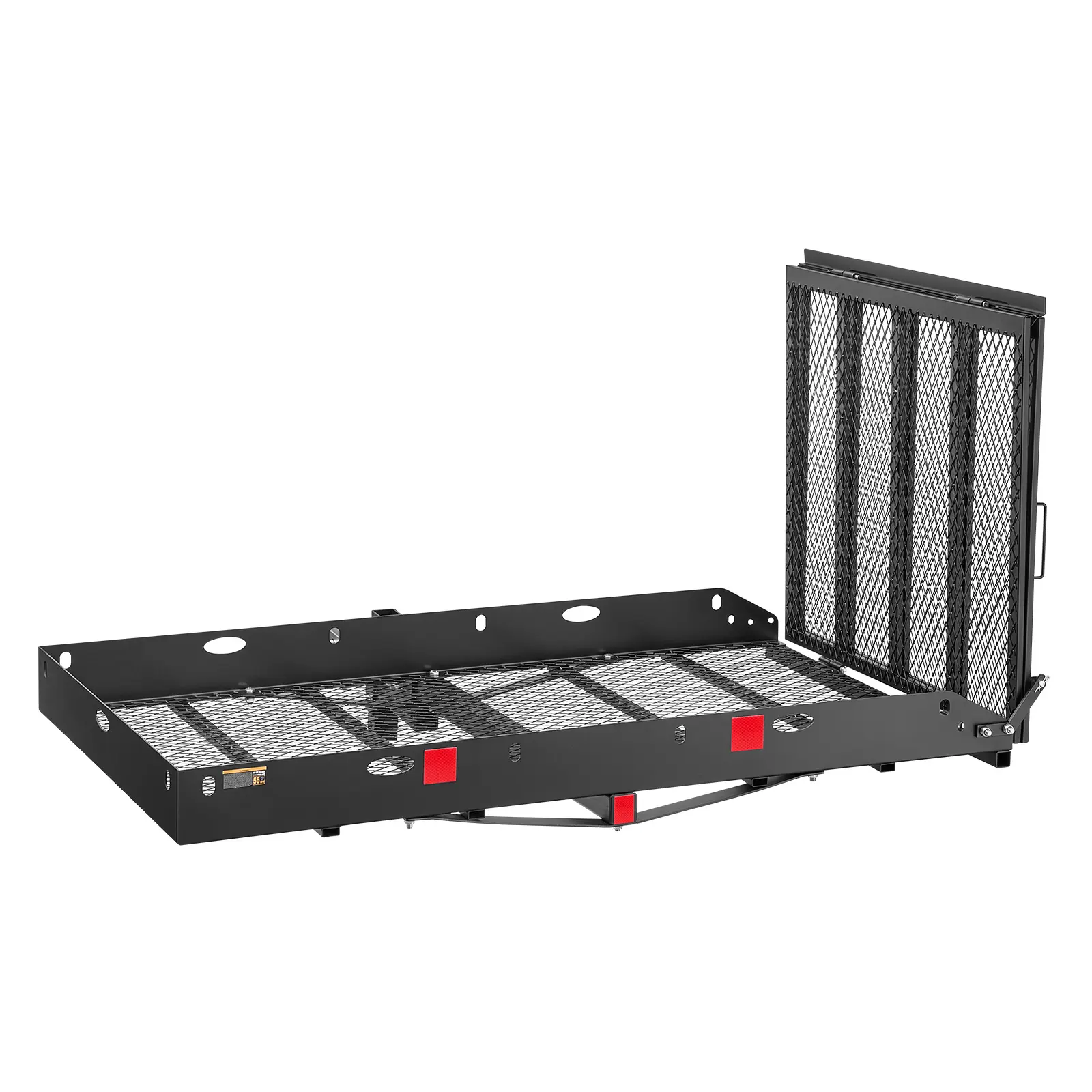 Hitch Mount Wheelchair Carrier Height Adjustable, 500LBS Steel Mobility Scooter Carrier Cargo Basket with Double-Folding Ramp & Stabilizer, Fits 2" Hitch Receiver for Truck SUV Car, 60" x 33"