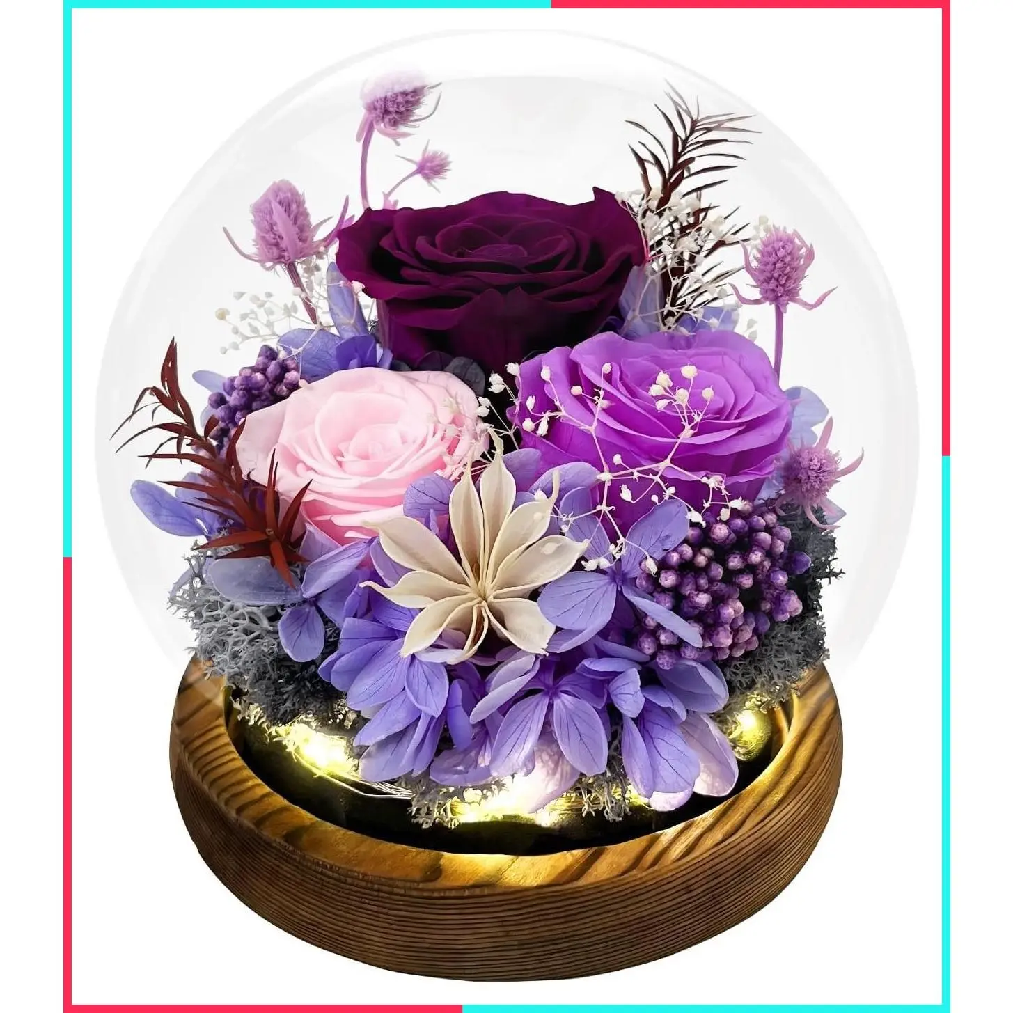 Preserved Eternal Rose in Glass Dome, Purple - Forever Rose Gift for Mom, Grandma, Women, Girlfriend, Wife - Birthday, Mother's Day, Valentine's Day, Anniversary