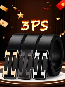 Men's Premium Automatic Buckle Belt, New Process Glossy H-Buckle, Multi-Color Options, Versatile for Jeans and Formal Wear, Stylish Business Style