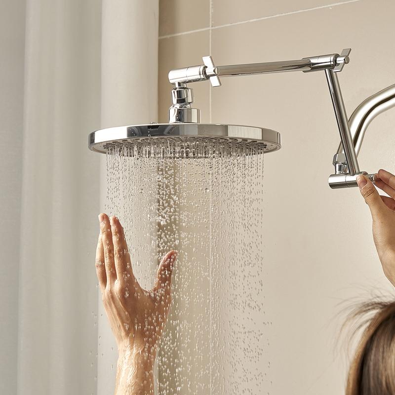 VEVOR Shower Arm with Flange, 6 Inches, Wall Mounted Stainless Steel Shower Head Arm Extender, Chrome Finish, PTFE Tape, G1/2 Universal Thread Connector Compatible, for Fixed & Handheld Showerhead VEVOR Shower Arm with Flange, 6 Inches, Wall Mounted Stainless Steel Shower Head Arm Extender, Chrome Finish, PTFE Tape, G1/2 Universal Thread Connector Compatible, for Fixed & Handheld Showerhead