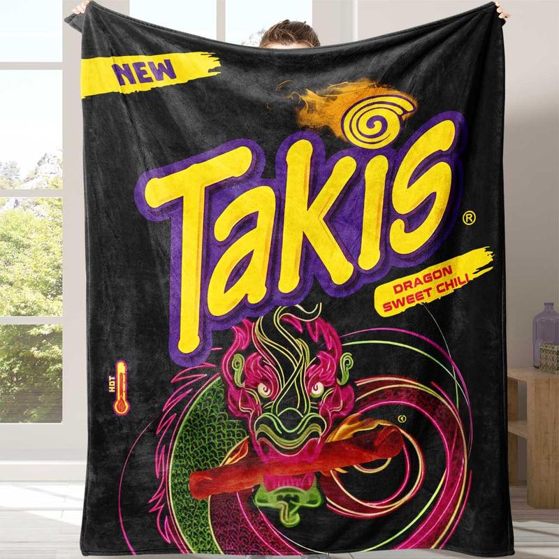 Takis Fuego Flannel Throw Blanket, 1 Count Soft Winter Blanket, Warm Nap Blanket for Home Office, Travel & Camping, Flannel Blankets, Food Themed Blanket