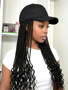 20 Inch Baseball Cap Wig, Pre-Attached Passion Twist Braids with Curly Ends, Adjustable Cap Size, Ready to Wear, Stylish Hair Accessory