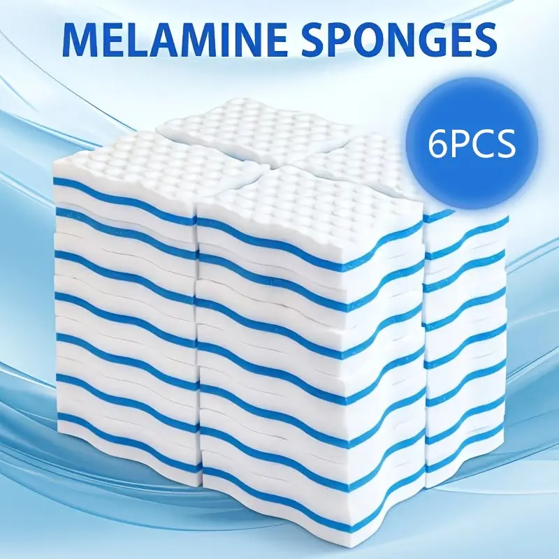6-Pack Magic Sponge Scrubber, Melamine Cleaning Sponges, Ideal for Dishwashing, Kitchen, Bathroom Cleaners, Durable Melamine Sponges