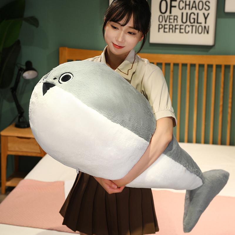 50/80/100CM Sacabambaspis Grey Lifelike Fish Doll Plush Toy Stuffed Pillow Sea Animals Toys Sofa Cushion Decor for Kids Girls