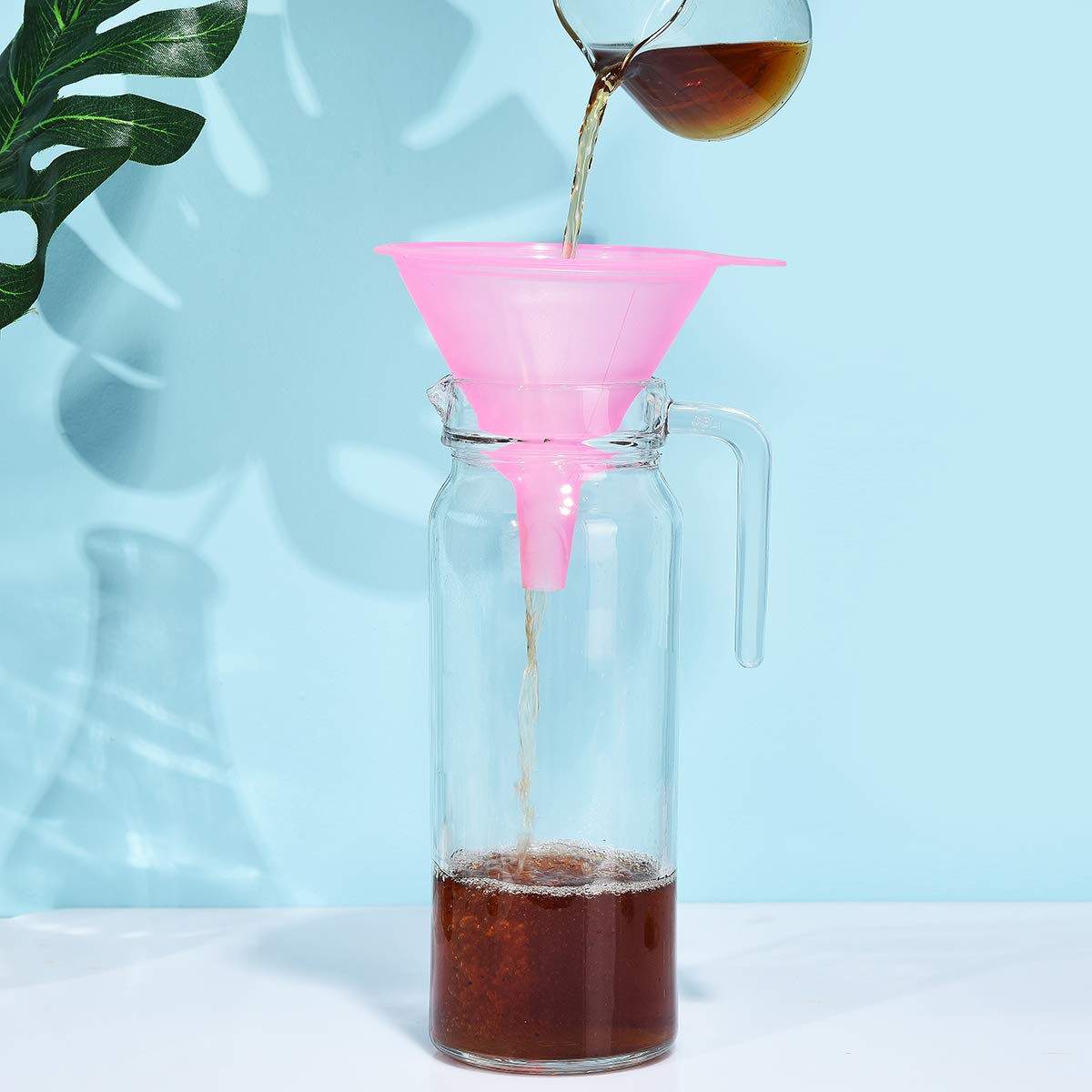 All-Purpose Plastic Funnel Set of 6, Food Grade & BPA Free, Mini/Small/Large Sizes Kitchen Funnels for Filling Bottles