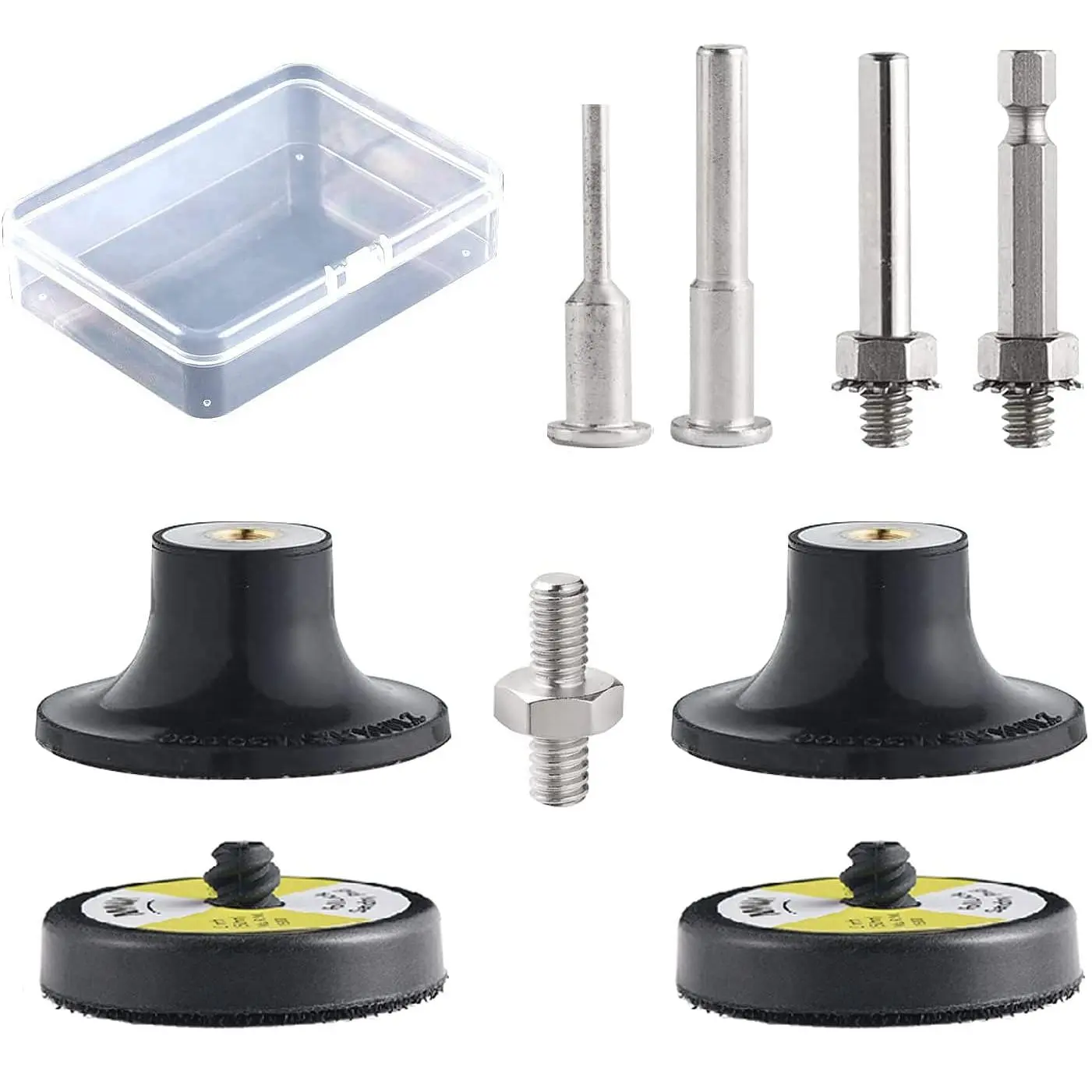 9 Pack 2 Inch Versatile Die Grinder Attachment Kit Twist on Pad Holders with 1/8" and 1/4" Shanks Die Grinder Accessories Suitable for Drill Grinder Rotary Tools