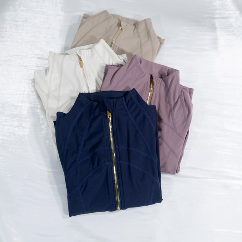 Yoga suit gold zipper version women's yoga jacket, sports stand up collar jacket, fitness slim fit and slimming top Yoga suit gold zipper version women's yoga jacket, sports stand up collar jacket, fitness slim fit and slimming top