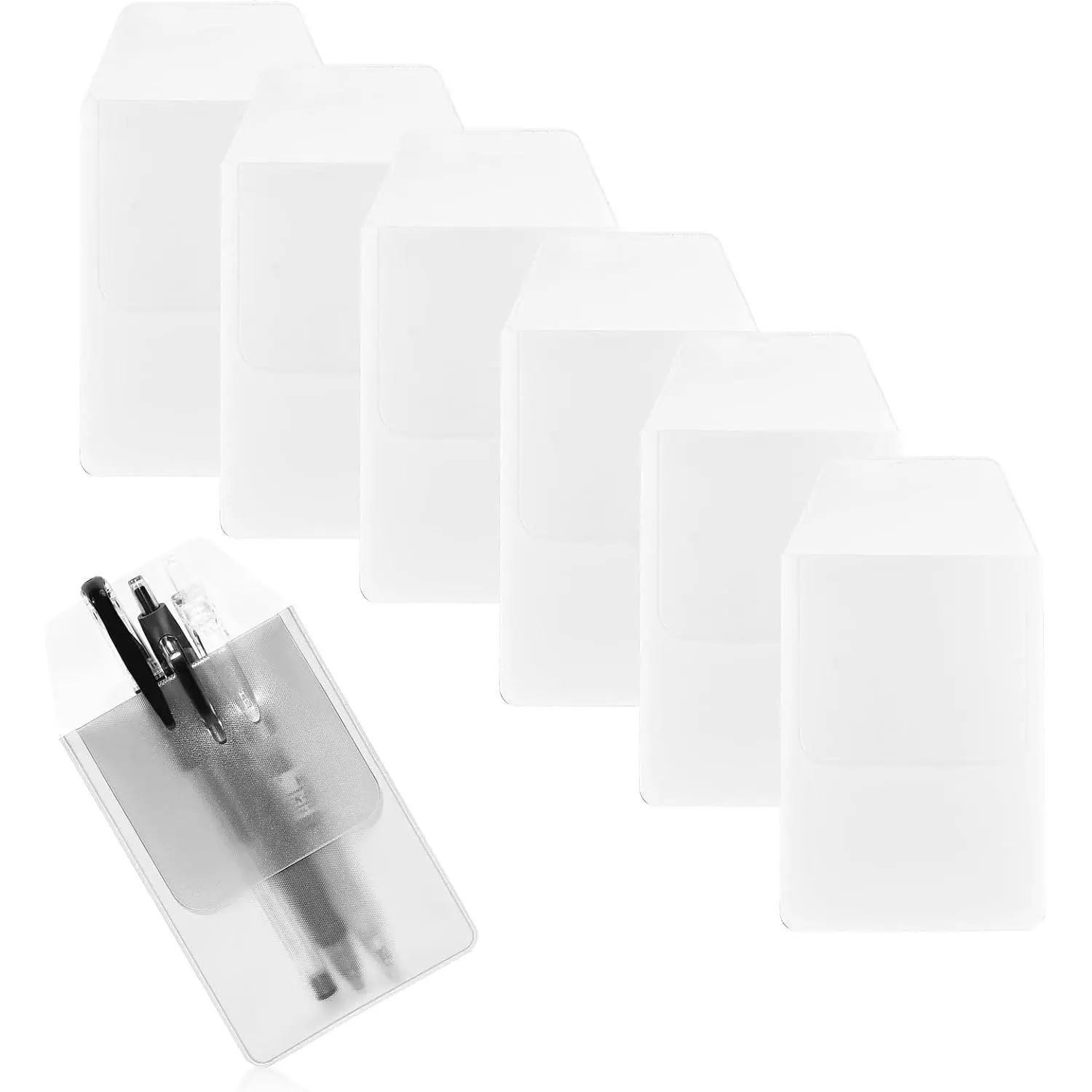 6 Pcs Durable Non-Adhesive White Pocket Protectors Pen Holder Pouch for School Hospital Office Supplies Prevents Pen Leaks