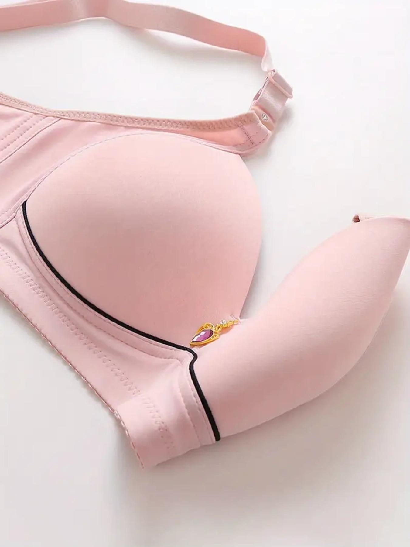 Women's Contrast Binding Push Up Bra, Soft Comfortable Breathable Wireless Bra, Women's Lingerie for All Seasons