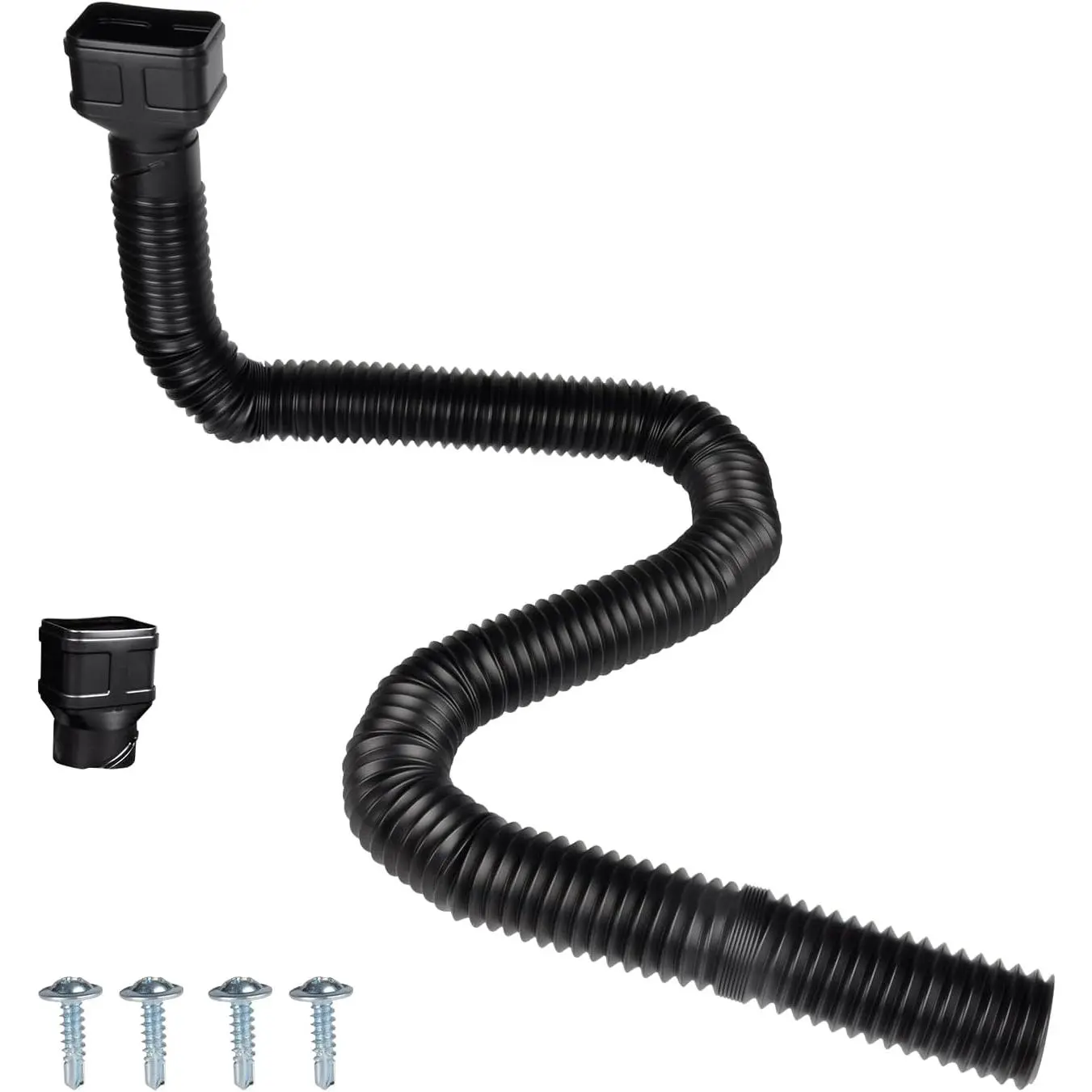 16.5ft Long Downspout Extender Flexible Drainage Pipe, Black | 3.1" OD Gutter Extensions for 3"×4"and 2"×3"Downspout,Inside Diameter 2.6 Inches,Flexible Pipe Stretched Length 16.5ft,1-Pack