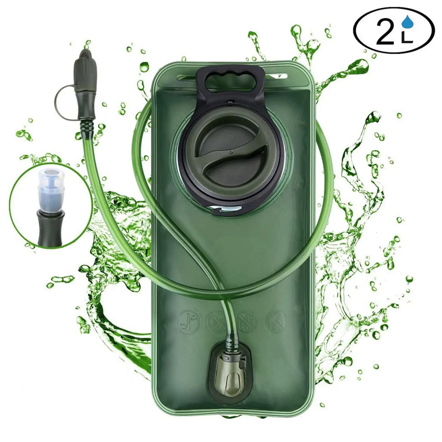 Cross-border Amazon spot hot sale 2L sports cycling water bag running mountaineering camping food grade EVA water bag