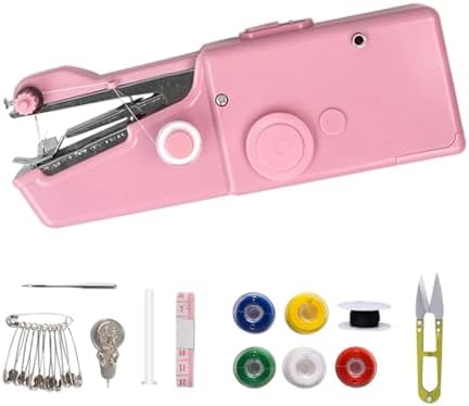 Hand Held Sewing Machine, Mini Sewing Machine for Beginners Adults, Suitable for Clothes Travel DIY Pink