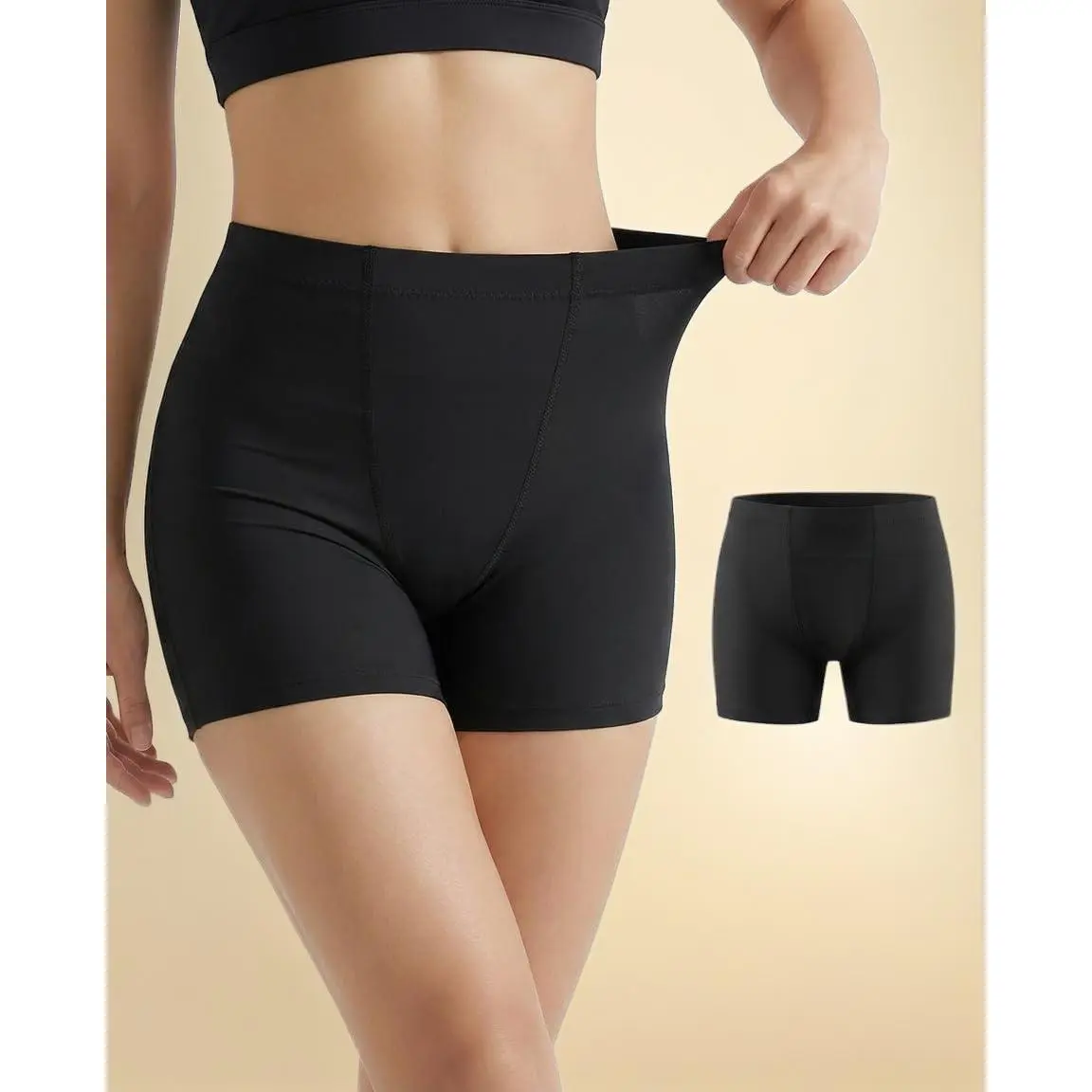 Women's Machine Washable Reusable Nylon Incontinence Briefs, Heavy-Absorbent Leakproof Pull-On Boxer Briefs for Bladder Control, 1-Pack Solid Overnight Wear