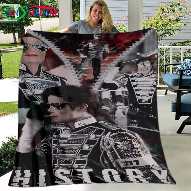 Fashion Singer M-Michael-Jackson Pattern Blanket Flannel Thin Blanket Portable Home Travel Office Lunch Break Blanket Gift