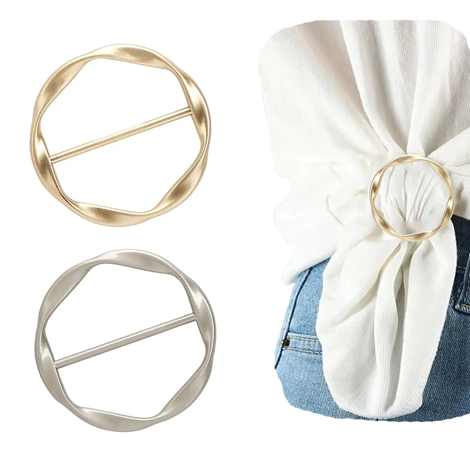 5/10 Pcs Women's Silk Scarf Ring Clip, Round Design, & Silver Color, Fashion Accessory for T-Shirts, Neckties, Belts