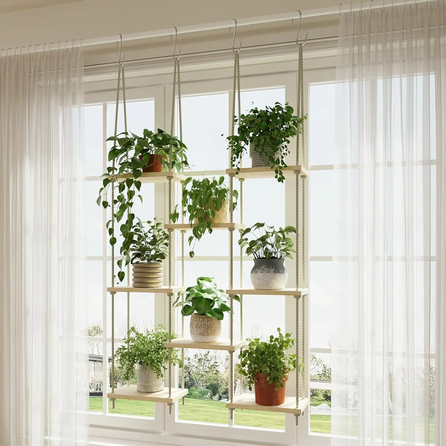 Window  Shelves 8-Tier   Shelves for Indoor Window Shelf for  Wall Mounted Window Sill  Shelf Living Room Garden Boho Decor