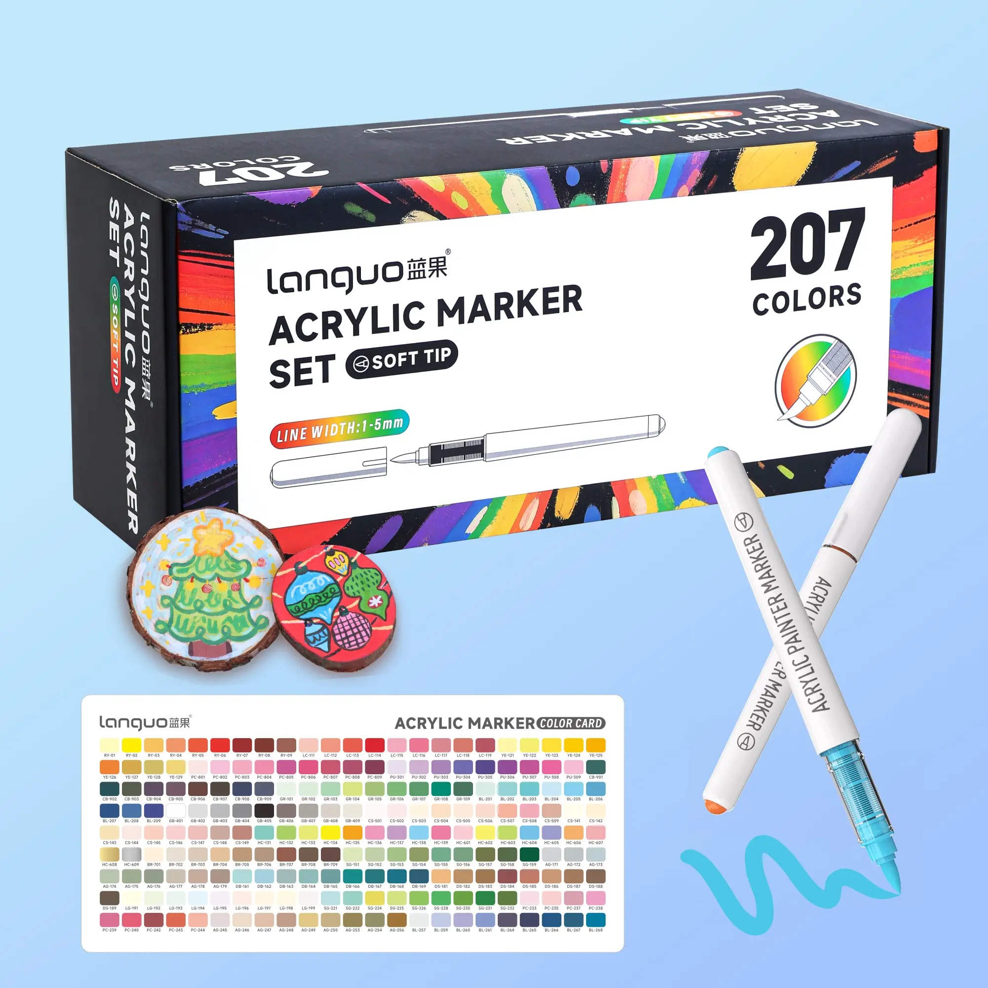 207 Color Acrylic Marker Pens, Strong Coverage, Vibrant Colors, Professional Drawing Markers, Ideal for DIY, Ceramics, Metal, Back-To-School Season