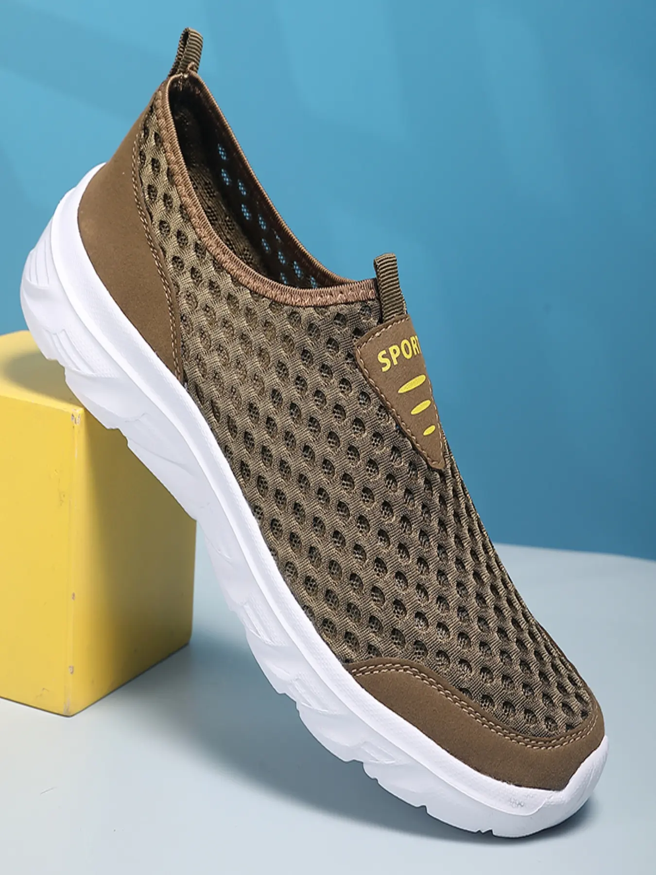 Men's Summer Slip On Breathable Mesh Shoes, Light Soft Sole Non Slip Lazy Walking Sneakers