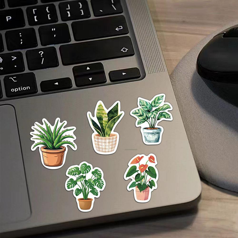 Plant Series Graffiti Sticker, 50pcs Self Adhesive Decorative Sticker, DIY Creative Sticker for Phone Case, Laptop, Notebook, Helmet, Skateboard, Customizable Stickers