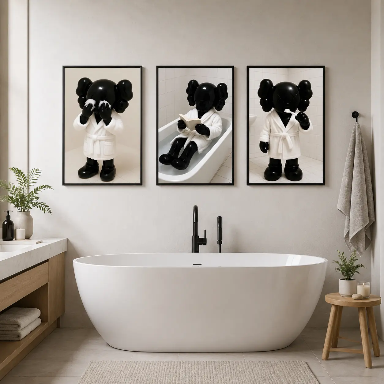 Funny Bathroom Canvas Wall Art, Black and White Restroom Poster Prints, Humorous Toilet Rules Decor for Guest Bath Powder Room Laundry Room or Airbnb, Minimalist Farmhouse Gallery Wall Artwork, Housewarming Gift for Him or Friends