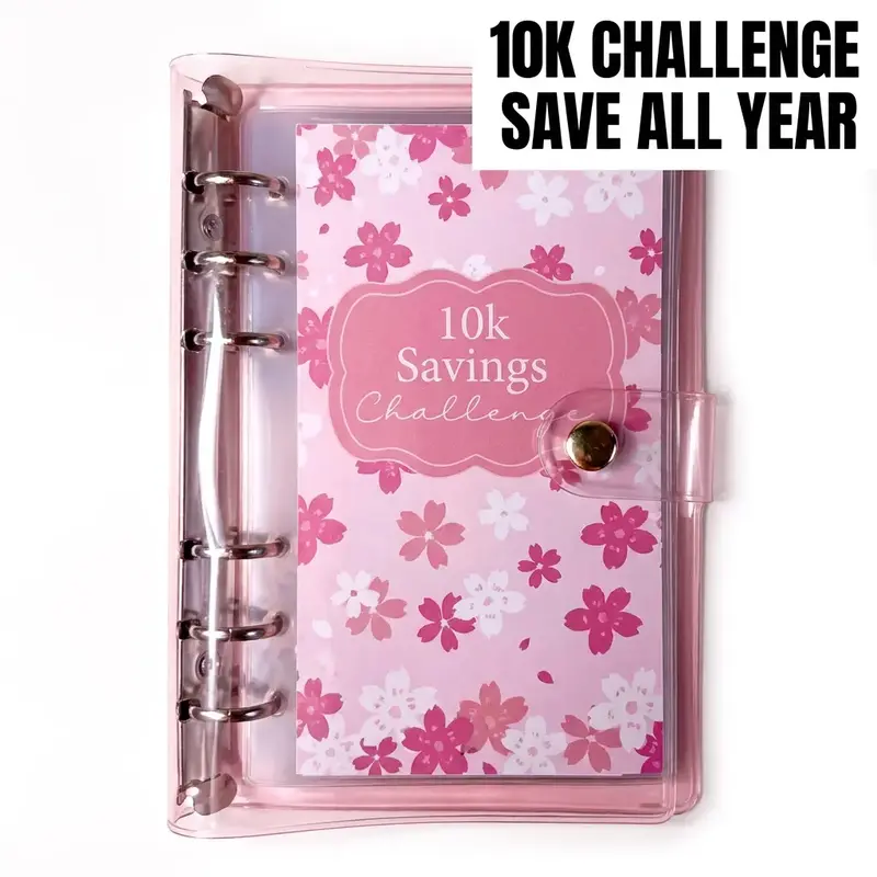 12-Month Savings Challenge Binder, 1 Count A6 10K Savings Binder & 2026 Savings Monthly Budget Planner Notebook, Money-Saving Budget Binder for Home, School & Office, Savings Tracker Organizer, New Year Gift Idea