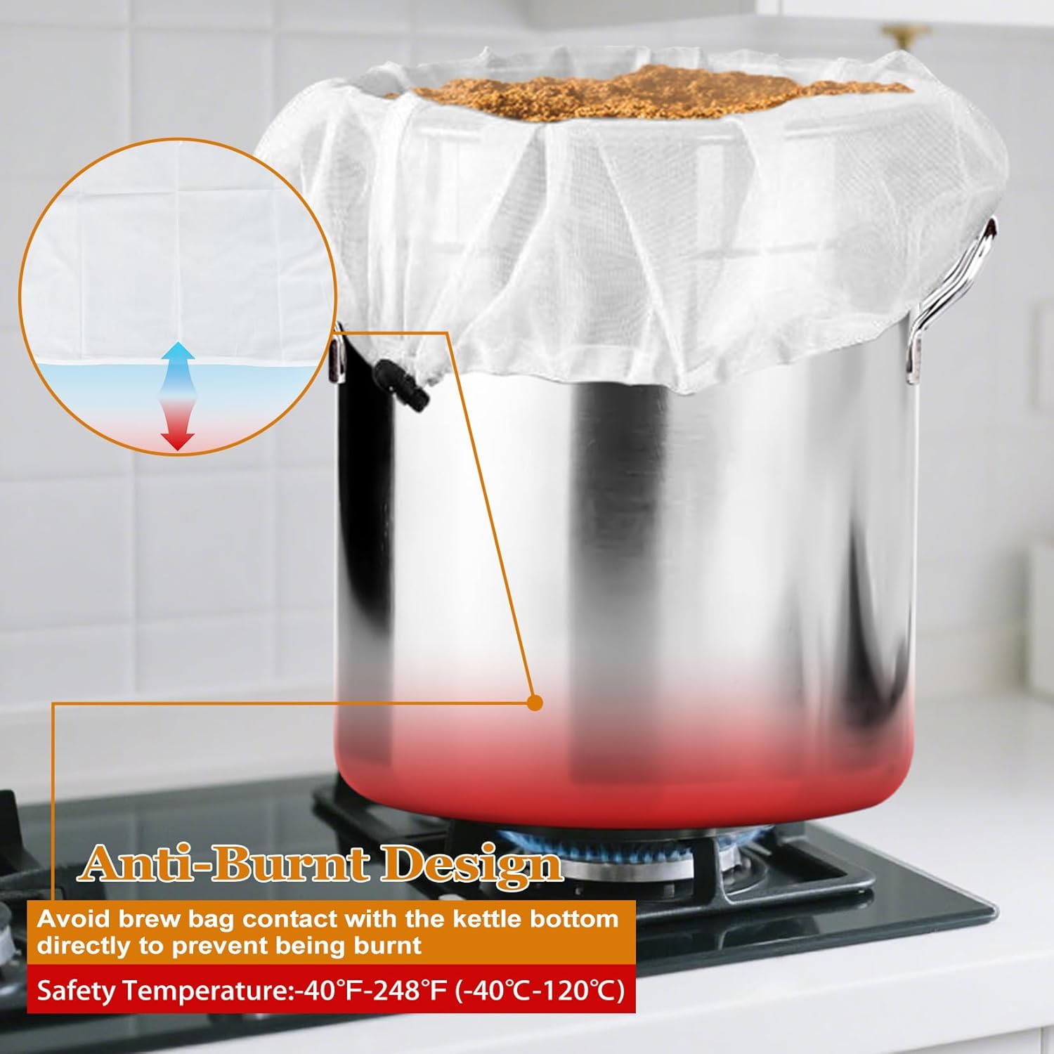 2 Pack  Brew Bags -  Fine Mesh Strainer Bag for  Brewing, 26"x22", 16"x18" Straining Bag for  Grape  Press Fruit Cider Juice Grain Milk Making, Adjustable Drawstring