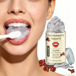 ADJANISS Clove Toothpaste Tablets, 40 chewable tablets for teeth whitening, deep gum cleansing, and long-lasting fresh breath; portable solid toothpaste tablets for travel