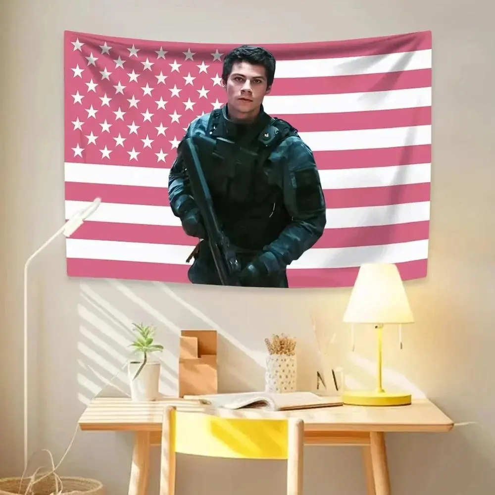 Dylan O'Brien's Maze Runner Pink American Flag Lightweight Tapestry Wall Mural - Durable Decorative Home Wall Hanging, Wrinkle Resistant Indoor Backdrop Cloth for Bedrooms, Festival Gifts