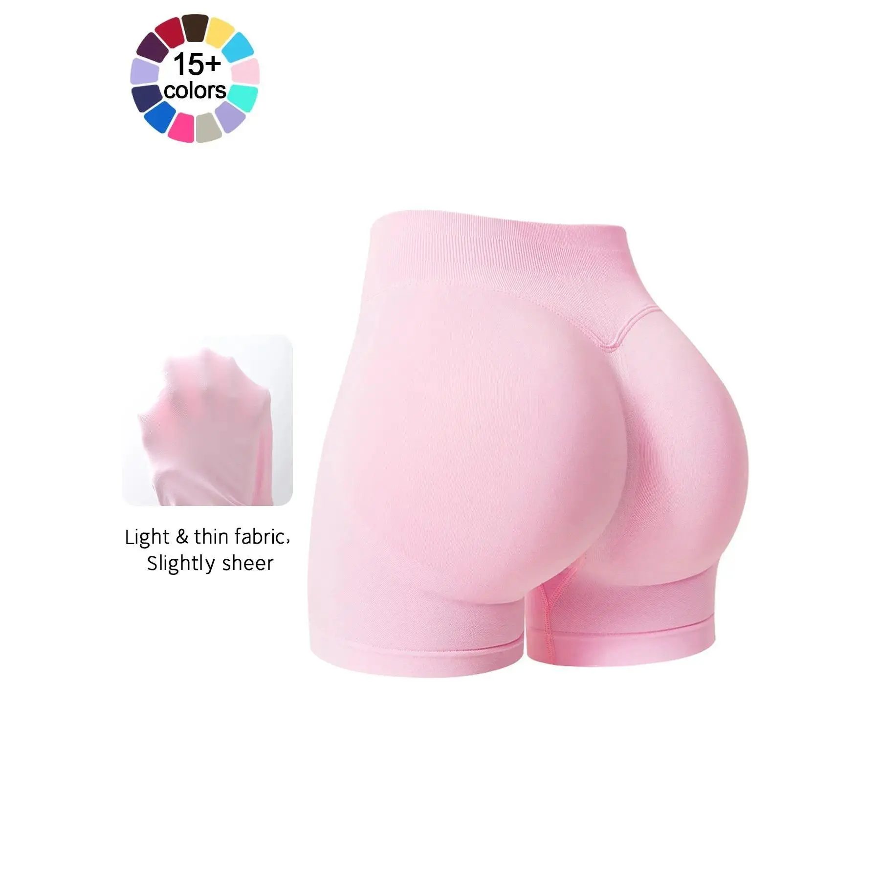 Women’s Solid Plain High-Rise Short Length Seamless Gym Workout Wear - Polyamide-Elastane Breathable Slim-Fitting Semi-Sheer Light Thin Activewear Bottoms for Indoor Training, Outdoor Activities (15+ Vibrant Colors), Women's Gym Wear