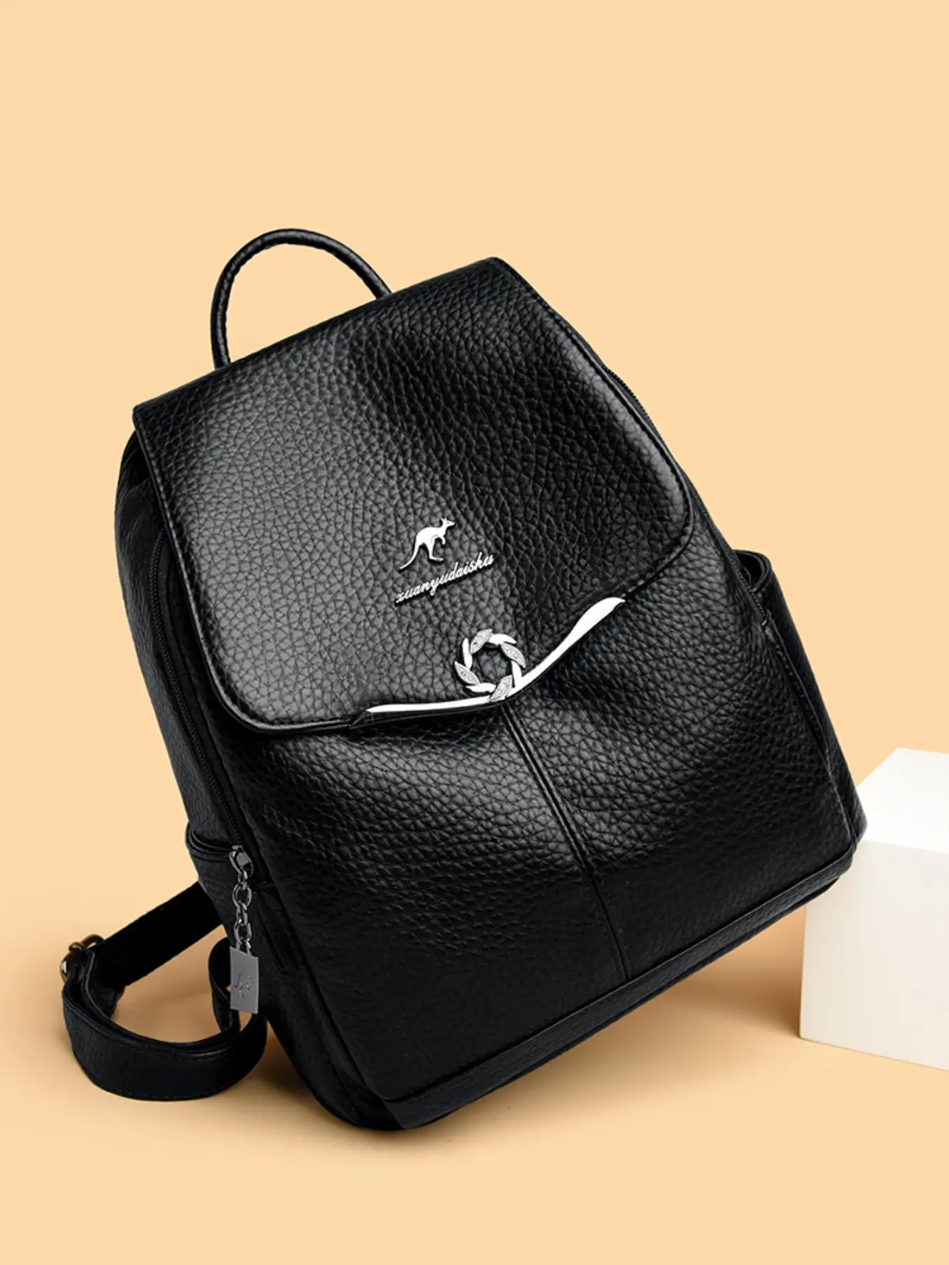 European Style PU Leather Backpack, Metal Flip Cover Anti-Theft, Large Capacity Commuter School Travel Bag, Elegant Daily Casual Women's Backpack, Backpack for Travel