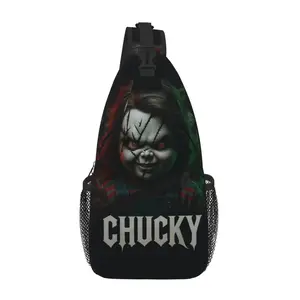 Chucky Fashion All Over Print Large Capacity Crossbody Sling for Travel Sports and Office Cartoon Casual Shoulder Chest Pack Gift for Boys and Girls
