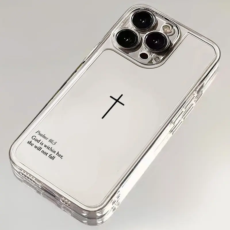 Cross Bible Verse Print Clear Phone Case for iPhone 17/16/15/14/13/12/11 Pro Max Plus Air – Shockproof Clear TPU Aesthetic