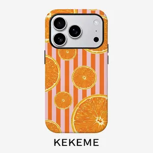 Cure Playful Orange Creative Pattern, Stylish and Unique 2-in-1 Phone Case, Durable and Anti-Drop, Suitable for iPhone 17 16 15 14 13 12 11 Plus Pro Max Air, Samsung Galaxy S Series and A Series, Gift to Friends and Family
