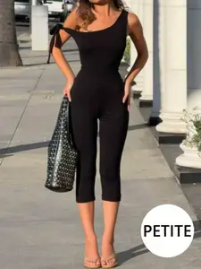 One-Shoulder Tie-Bow Halter Seven-Eleven Bodycon Pants, Elastic Waist Slimming Design, Comfortable Daily Wear, Festival Style Women's Clothing