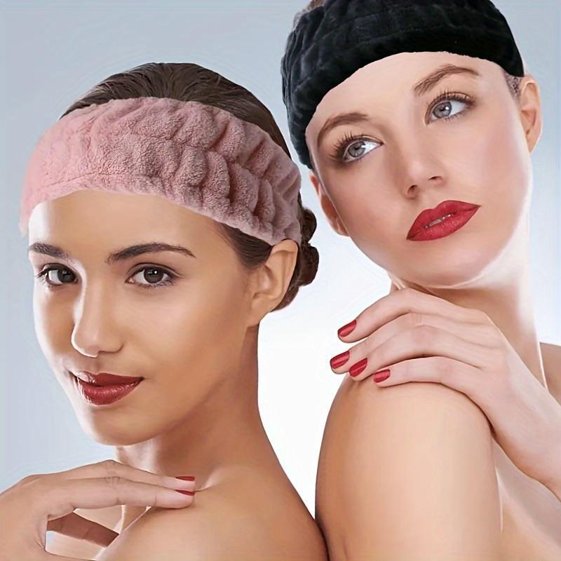 2pcs Face Washing Hair Ties, Women's Makeup Single Loop Coral Hair Cover, Sports Yoga Headband