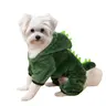 Funny Dinosaur Dog Costume Fleece Pajamas, Winter Warm Soft Coral Velvet Pet Onesie for Small Medium Dogs Cats, Stretchy Tummy No-Choke Puppy Jumpsuit Hoodie Apparel with Tail