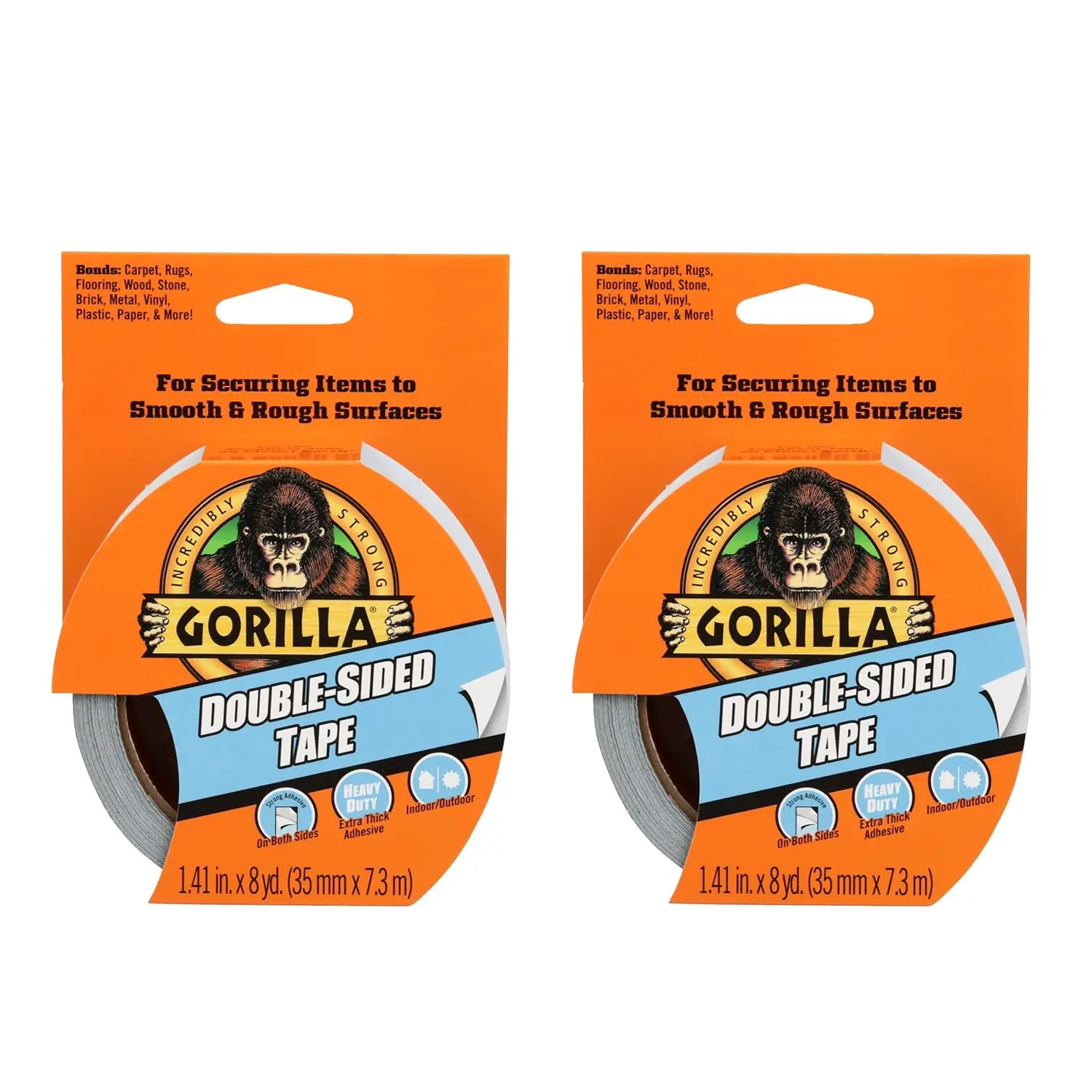 -Sided Tape, 1.41" x 8 yd, Gray, (Pack of 2)