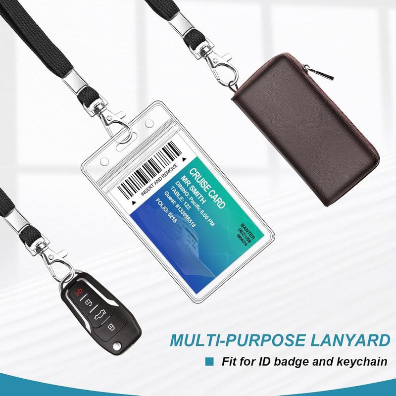 3 Pack Clear ID Badge Holder with Lanyard Black Lanyards with Vertical ID Badge Holder for Office, School, Travel 3 Pack Clear ID Badge Holder with Lanyard Black Lanyards with Vertical ID Badge Holder for Office, School, Travel