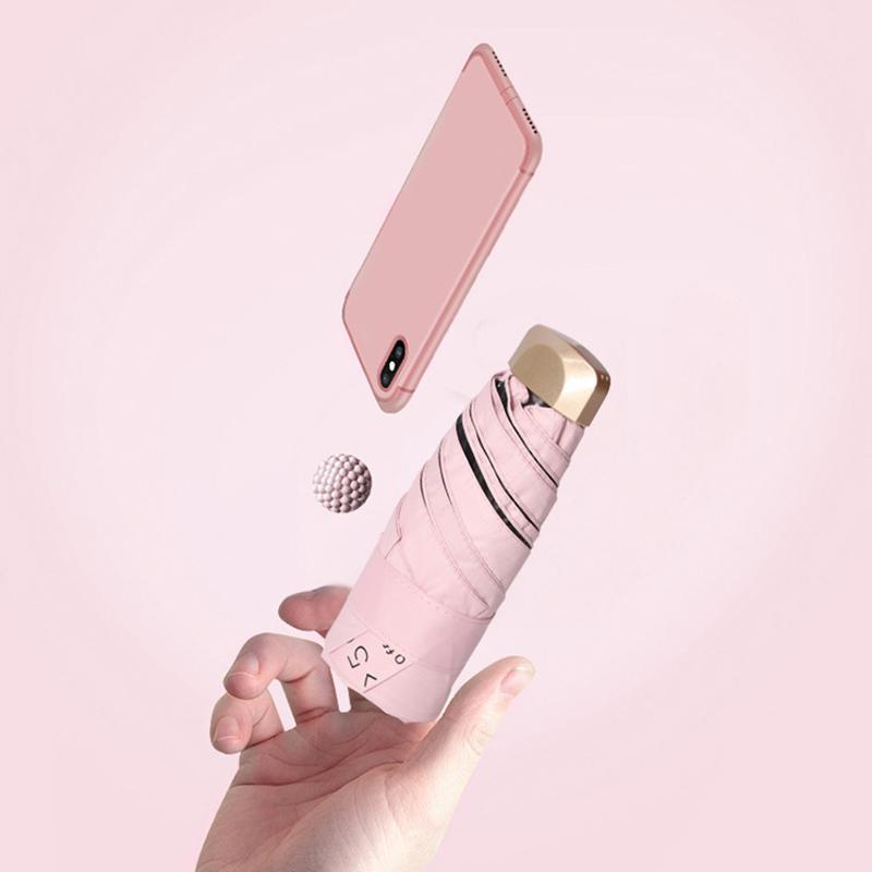 Portable Foldable Umbrella, 1 Count Lightweight Waterproof Pocket Umbrella, Dual-Use Rain and Sun Umbrella for Outdoor Travel, Camping and Running, Rainproof Umbrella