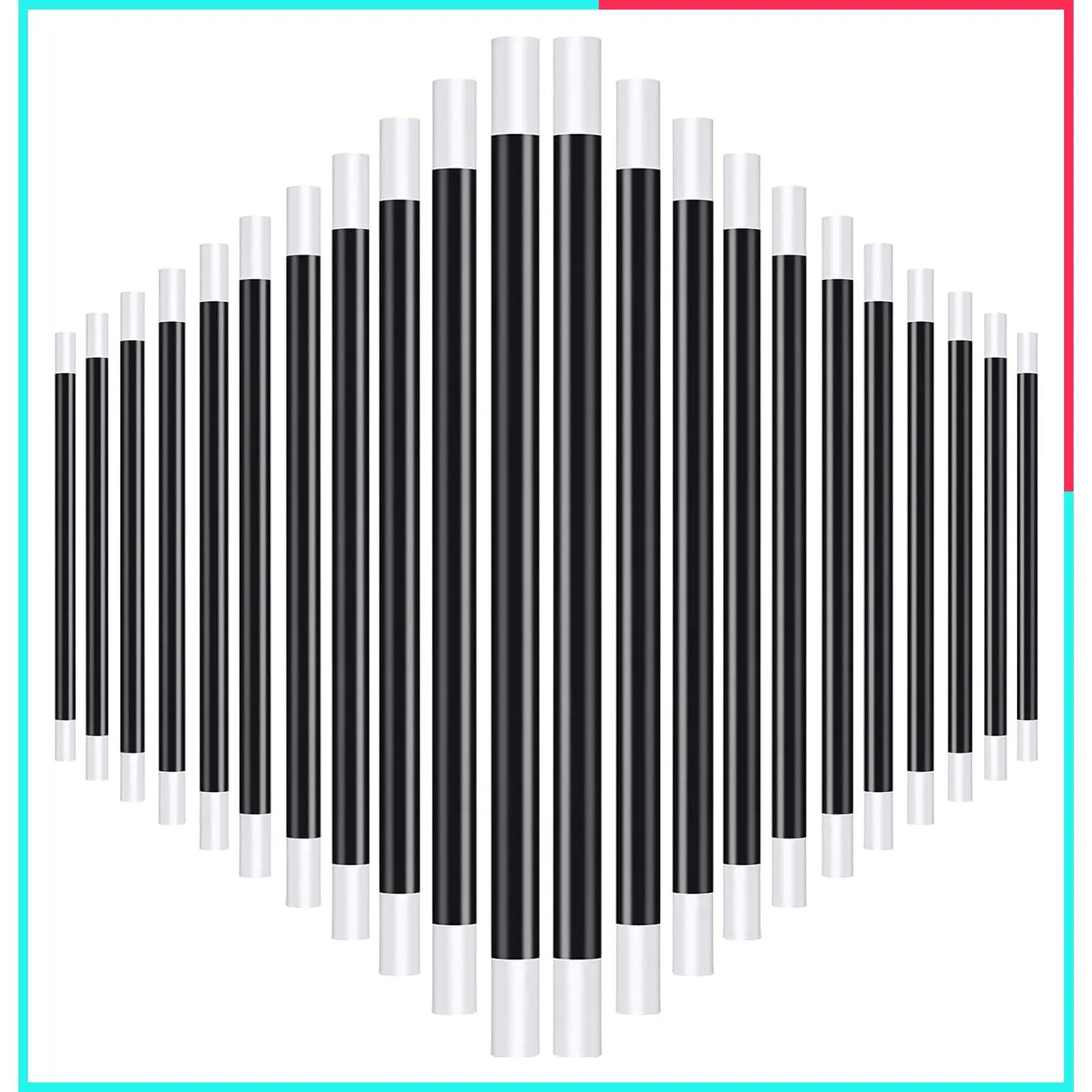 12 Pcs 10 Inch Magic Wands Set - Black and White Plastic Magician Wands for Halloween Party Favors, Witch Costume Accessories, Birthday Party Games and Decorations