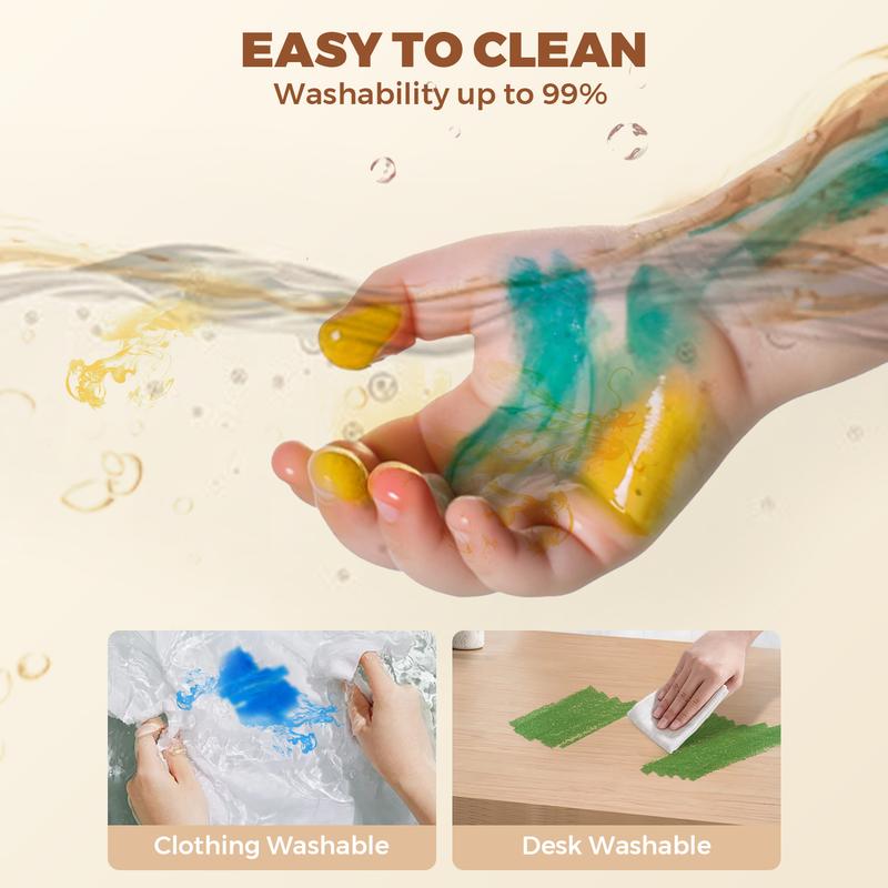 36/24/12 Colors Dual-Tip Washable Marker, Non Toxic Skin-Friendly Marker Pen, Jumbo Cone Tip 1-8mm Round Tip 2-5mm, Easy to Hold  for Kids Ages 3+ for Easter