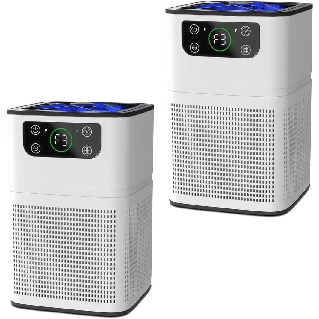 Air Purifiers for Bedroom ,  Air Cleaner with  Sponge Sleep Mode 3-in-1 Filtration System, Compact with H13 HEPA Filter for  Dander Pollen  Dust Odor,White,2 Pack