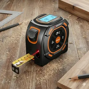 2-in-1 Laser Distance Meter & Digital Tape Measure, Portable Electronic Measuring Tool for DiY Home Improvement, Construction, Woodworking. Accurately Calculates Area, Volume, Pythagorean Theorem. Switch Between metric/Imperial Units.